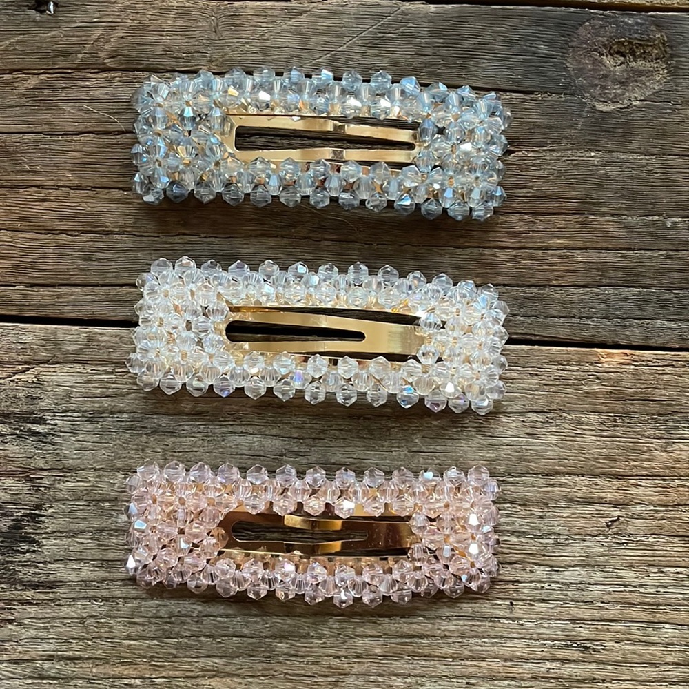 Jeweled clip barrettes